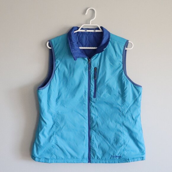L.L. Bean Womens Blue Lrg Reversible Insulated Quilted Full Zip Lightweight Vest - Picture 3 of 16